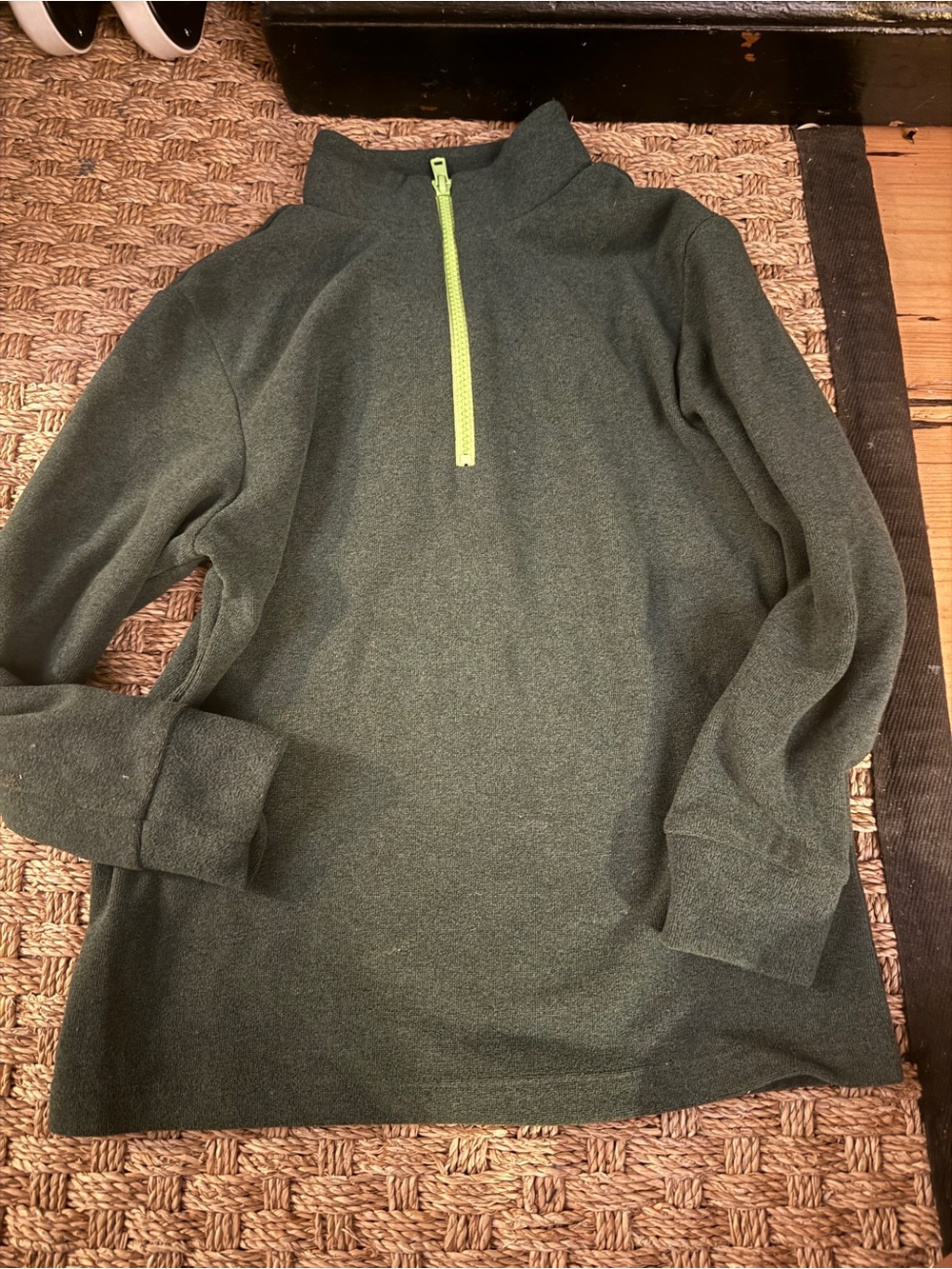 Dudley Stephens Kids Green Fleece Pullover with Lime Zip
